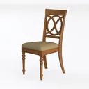 Traditional Solid Wood Fabric Upholstered Dining Chair 3D Model Left 45 Degree View
