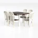 Minimalist Solid Wood 6 Seater Dining Table Chair Set 3D Model Left 45 Degree View