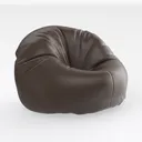 Minimalist Brown Leather Bean Bag Chair 3D Model Right 45 Degree View