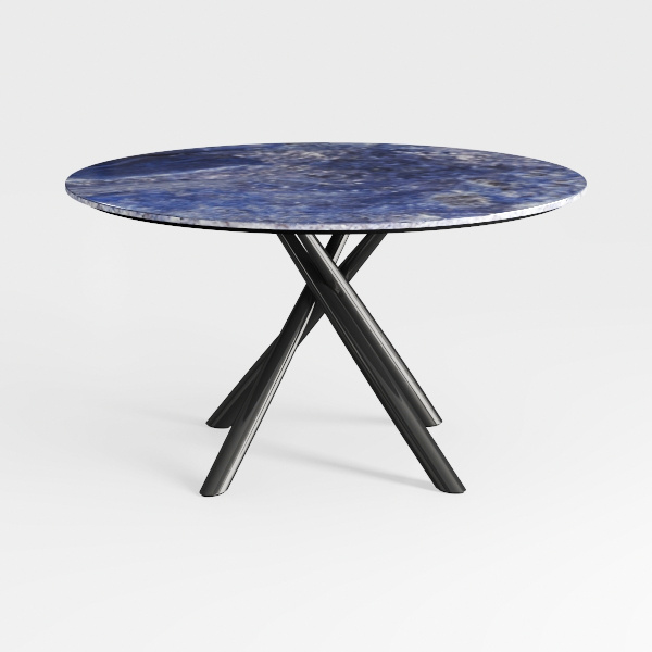 Modern Round White Top Sapphire Stone Tabletop 53.