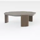Minimalist Marble Top Solid Wood Legs Irregular Coffee Table 3D Model Right 45 Degree View