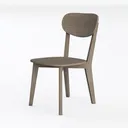 Minimalist Solid Oak Wood Dining Chair 3D Model Left 45 Degree View