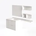 Minimalist Solid Wood Bathroom Vanity Set With Mirror Shelves 3D Model Left 45 Degree View