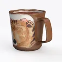 Cute Hand Painted Ceramic Cat Pattern Coffee Mug 3D Model Left 45 Degree View