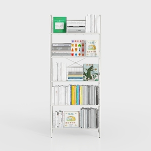5-Tier Bookshelf, White Bookshelf with Storage