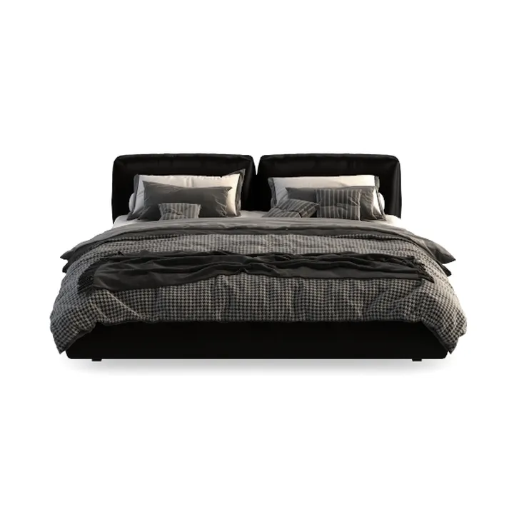 Acme Rivas Channel-Tufted Fabric Queen Bed with Ov