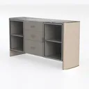 Modern Marble Top Solid Wood Glass Door Sideboard 3D Model Left 45 Degree View