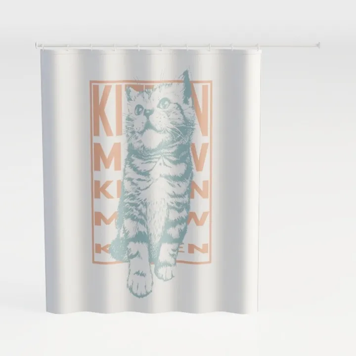 No Hook Shower Curtain Set with Snap in Fabric