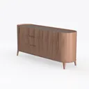 Minimalist Walnut Solid Wood Sideboard with Rounded Edges 3D Model Left 45 Degree View