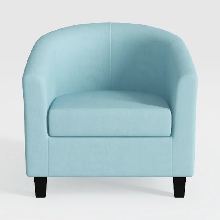 Minimalist Light Blue Fabric Tub Chair 3D Model