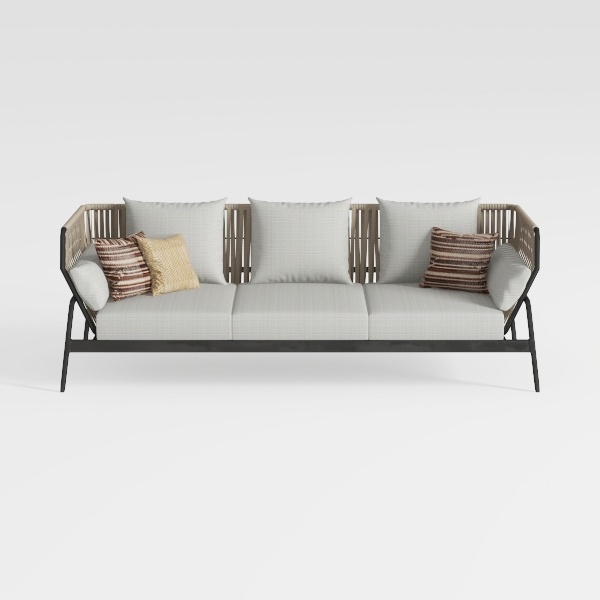 Clansent Outdoor Patio 3-Seater Daybed with Rattan