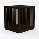 Minimalist Dark Walnut Wood End Table Open Storage 3D Model Left 45 Degree View