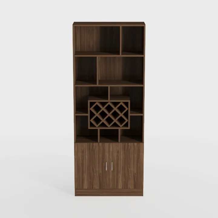 5 Tier Book Shelf with Doors: 71" Tall Fluted