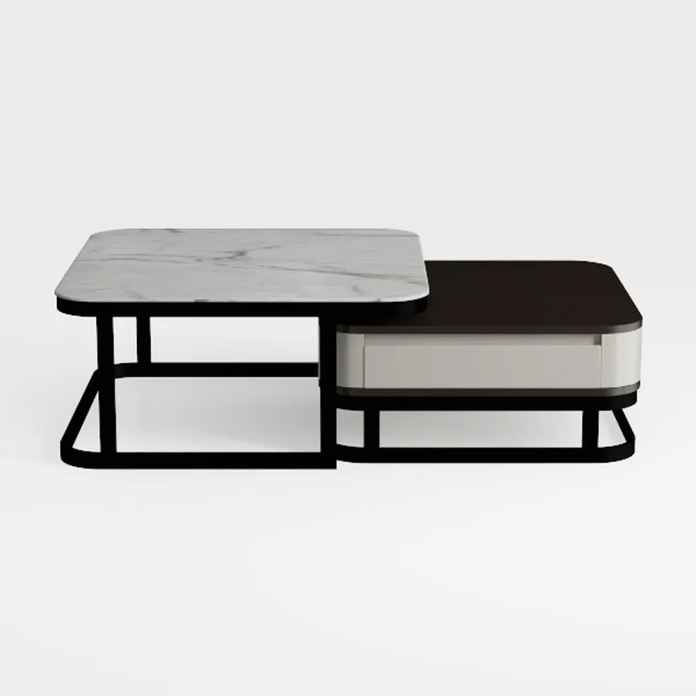 Nesting Coffee Table Set of 2, Modern Square Nesti