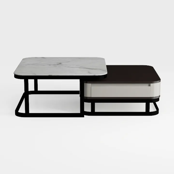 Nesting Coffee Table Set of 2, Modern Square Nesti