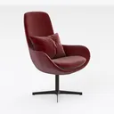 Modern Burgundy Velvet Metal Swivel Armchair 3D Model Right 45 Degree View