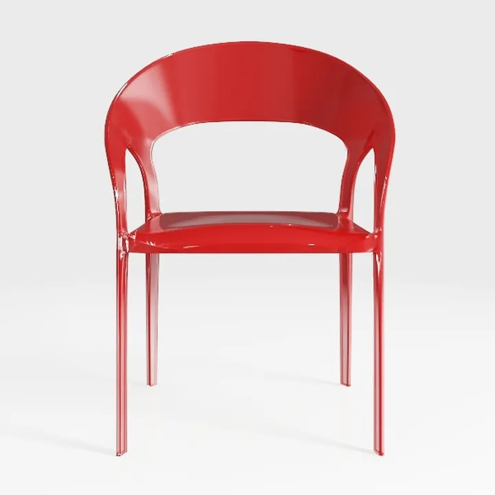 Modern Minimalist Red Plastic Armchair 3D Model