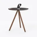 Modern Minimalist Solid Wood Round Side Table 3D Model Right 45 Degree View