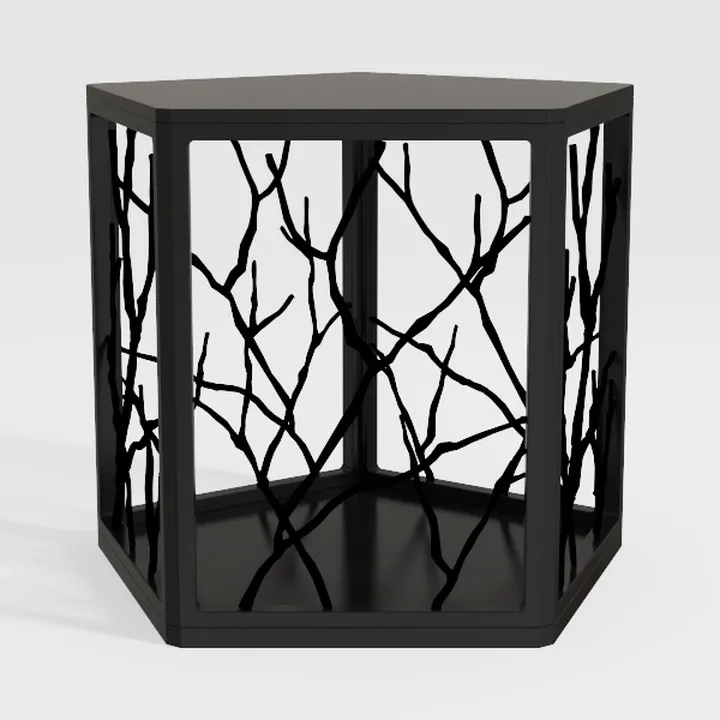 AECOJOY Black Metal Patio Table with Umbrella Hole