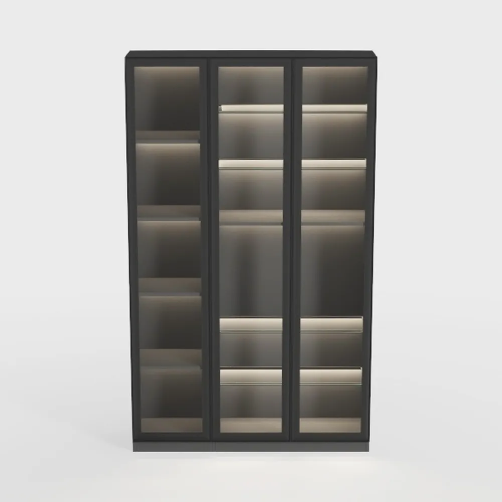 Display Storage Cabinet with Glass Door, LED Light