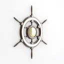 Vintage Nautical Solid Wood Ship Wheel Wall Clock 3D Model Right 45 Degree View