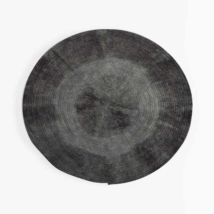 Minimalist Dark Gray Round Woven Area Rug 3D Model