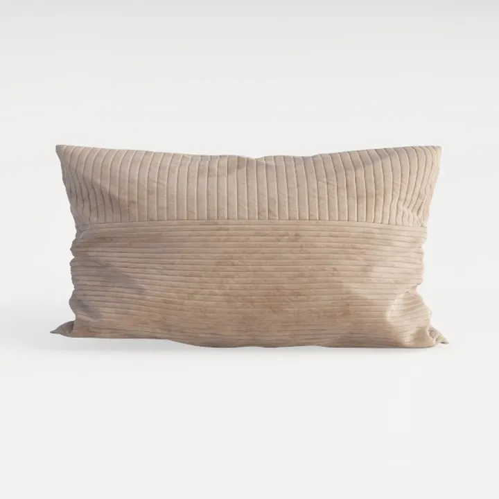 Minimalist Ribbed Velvet Lumbar Throw Pillow 3D Model