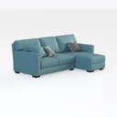 Modern Blue Leather Nailhead Trim L Shaped Sectional Sofa 3D Model Right 45 Degree View