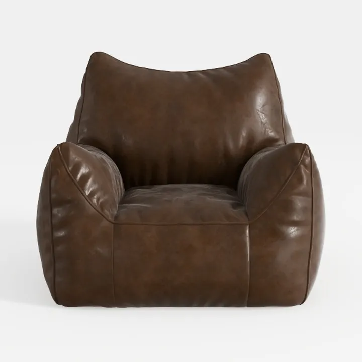 Vintage Brown Leather Bean Bag Armchair 3D Model