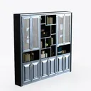 Kitchen Pantry Storage Cabinet with LED Lights Right 45 Degree View