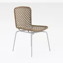 Rattan Metal Frame Modern Dining Chair 3D Model Right 45 Degree View