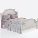 Vintage White Solid Wood Carved Bedroom Bed 3D Model Right 45 Degree View
