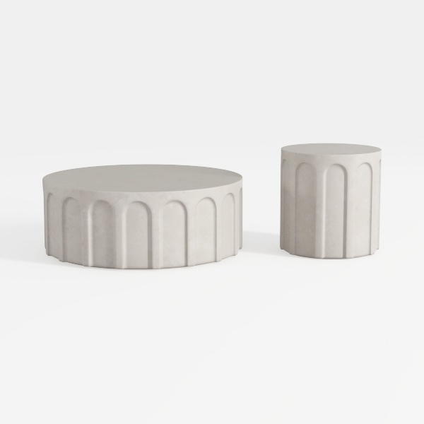 Round Nesting Coffee Table Modern Fluted Coffee