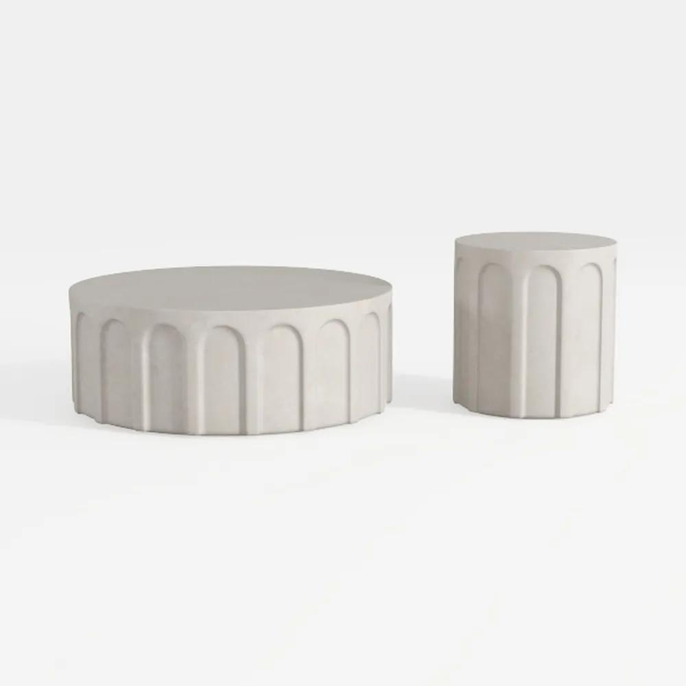 Round Nesting Coffee Table Modern Fluted Coffee