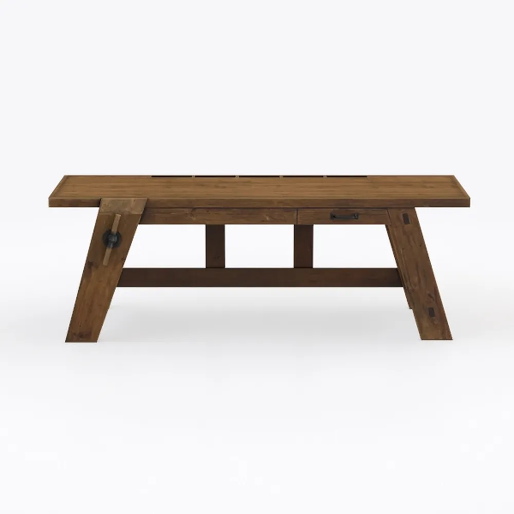 Biyu Natural Brown Suar Wood Trestle Dining Table