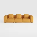 Minimalist Modern Mustard Fabric 3 Seater Sofa 3D Model Front View