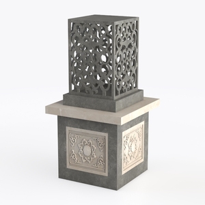 Vintage Carved Stone Outdoor Garden Lamp 3D Model