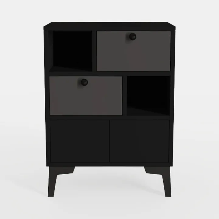 Modern Black Solid Wood Multi drawer Storage Cabinet 3D Model