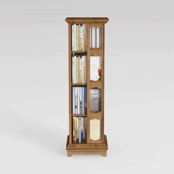 Traditional Solid Oak Tall Narrow Bookshelf 3D Model