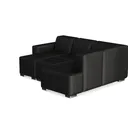 Modern Minimalist Black Leather Sectional Sofa 3D Model Left 45 Degree View
