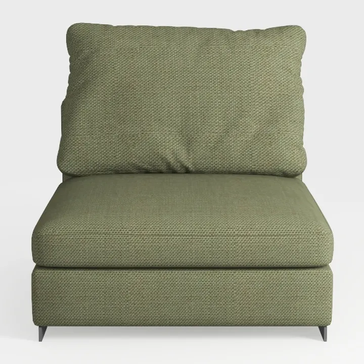 Minimalist Sage Green Fabric Armless Chair 3D Model