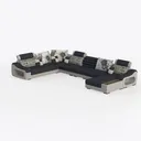 Modern Fabric U Shaped Sectional Sofa With Decorative Throw Pillows 3D Model Left 45 Degree View