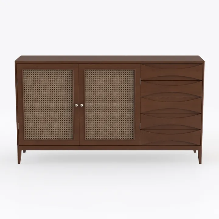 4 Doors Storage Cabinet, 2 Tier Wooden Storage