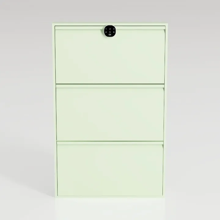 Minimalist Mint Green Metal 3 Drawer Storage Cabinet 3D Model
