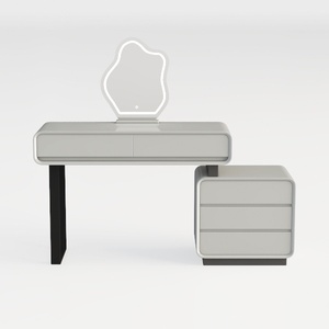 Beige 1-Drawer 31.5 in. Dresser with Mirror and Ch