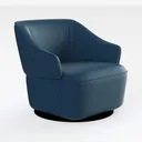 Minimalist Navy Blue Fabric Armchair 3D Model Right 45 Degree View