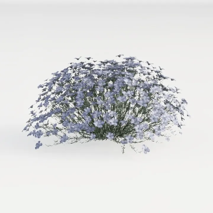 Realistic Light Blue Flower Bush 3D Model