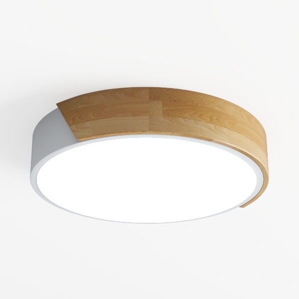 Dimmable Modern Wood Ceiling Light, White LED 5CCT