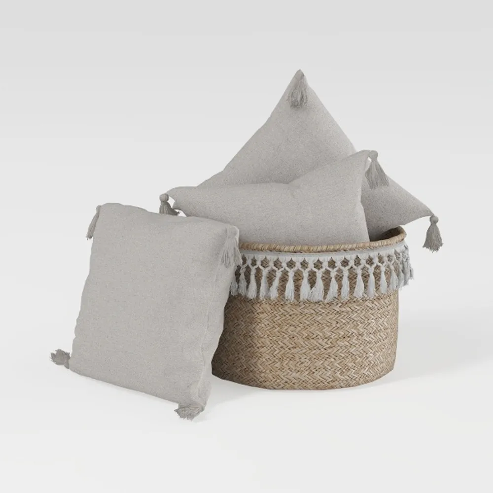 Mkono Macrame Decorative Cotton Rope Basket -Warm Beige