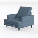 Minimalist Navy Fabric Armchair 3D Model Left 45 Degree View